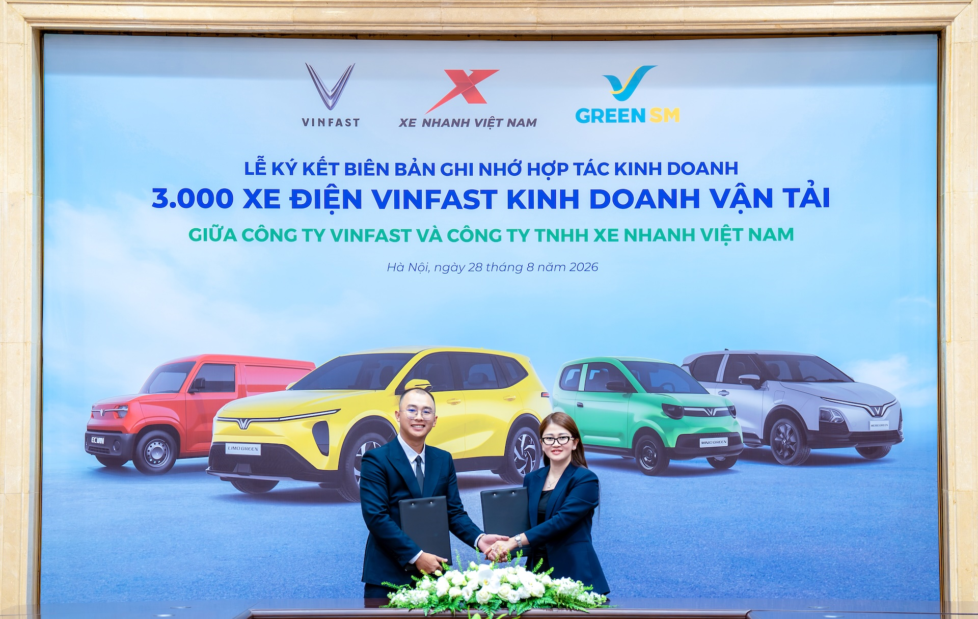 Xe Nhanh Việt Nam mua 3.000 ô tô điện VinFast để triển khai dịch vụ vận tải hành khách trên nền tảng Green SM Platform